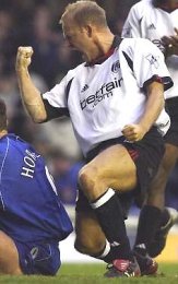 Fulham midfielder celebrates